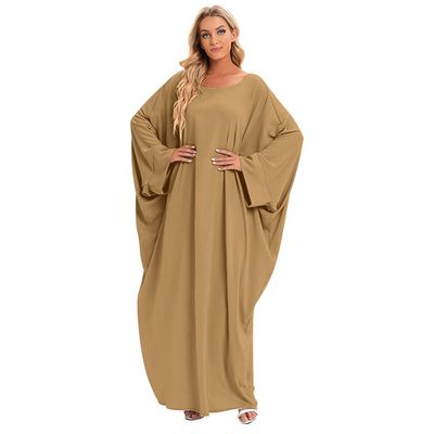 Abayas for Women Abaya Full Length Dubai Turkey Kaftan Jilbab Burkas Muslim Hijab Dress Batwing Sleeve Arabian Robe Ramadan Prayer Dresses Modest Islamic Casual Clothes Khaki One Size
