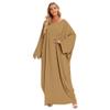 Abayas for Women Abaya Full Length Dubai Turkey Kaftan Jilbab Burkas Muslim Hijab Dress Batwing Sleeve Arabian Robe Ramadan Prayer Dresses Modest Islamic Casual Clothes Khaki One Size view 2