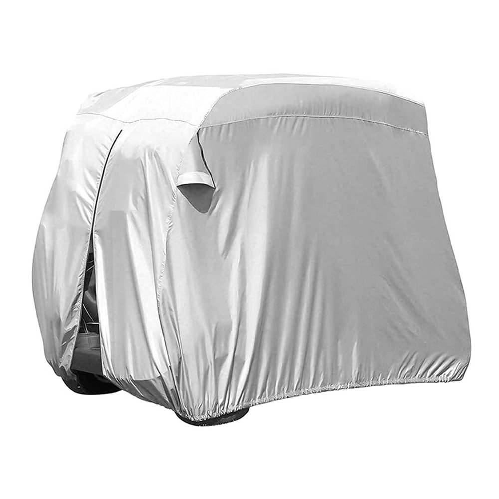 Eljeczt Golf Cart Cover 2-4 Passenger Universal 210D Outdoor Waterproof UV Resistant Golf Cart Covers with Zipper Closure for Club Car Sunproof Dustpro,108in,Silver
