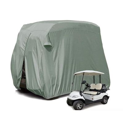 Golf Cart Covers 4 Passenger Heavy Duty Club Car Extended Roof Golf Cart Rain Cover with Zipper Closure 210D Outdoor Waterproof Sunproof UV Resistant,108in,Khaki