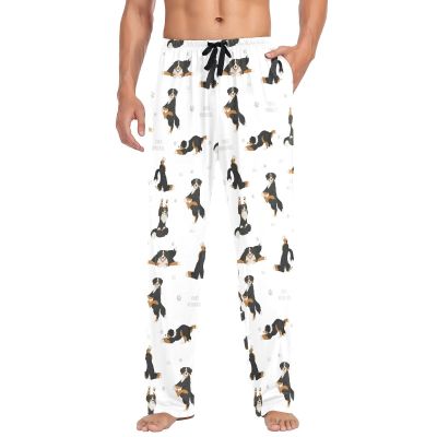 Boccsty Yoga Dogs Bernese Mountain Dog Men Cotton Pajama Pants mens Lounge Sleep PJ Bottoms with Pockets M