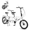Foldable Tandem Bike, 20 Inch Family Tandem Bikes for Adults, Adjustable 7-Speed Tandem Bicycles Beach Cruiser Bike for Travel and Couple Riding, High Carbon Steel Frame view 1