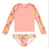 Kanu Surf Girls, Long Sleeve Rashguard UPF 50 Two Piece Swim Set, River Coral, 2T view 1
