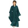 Abaya for Girls Kids Muslim Dress Flowy Chiffon Three Layered Cardigan Modest Kaftan Dress with Hijab Dubai Arabian Robe Islamic Long Maxi Dress Casual Kimono Dark Green 13-14 Years view 1