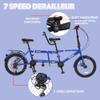 BGGFNZ Foldable Tandem Bike, 20 Inch Family Tandem Bikes for Adults, Adjustable 7-Speed Tandem Bicycles Beach Cruiser Bike for Travel and Couple Riding, High Carbon Steel Frame view 2