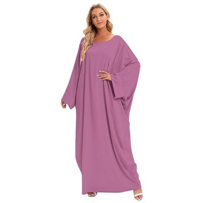 Abayas for Women Abaya Full Length Dubai Turkey Kaftan Jilbab Burkas Muslim Hijab Dress Batwing Sleeve Arabian Robe Ramadan Prayer Dresses Modest Islamic Casual Clothes Purple One Size