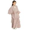 Abaya for Girls Kids Muslim Dress Flowy Chiffon Three Layered Cardigan Modest Kaftan Dress with Hijab Dubai Arabian Robe Islamic Long Maxi Dress Casual Kimono Nude 3-4 Years view 1