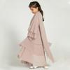 Abaya for Girls Kids Muslim Dress Flowy Chiffon Three Layered Cardigan Modest Kaftan Dress with Hijab Dubai Arabian Robe Islamic Long Maxi Dress Casual Kimono Nude 3-4 Years view 3