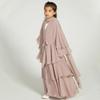 Abaya for Girls Kids Muslim Dress Flowy Chiffon Three Layered Cardigan Modest Kaftan Dress with Hijab Dubai Arabian Robe Islamic Long Maxi Dress Casual Kimono Nude 3-4 Years view 4