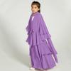 Abaya for Girls Kids Muslim Dress Flowy Chiffon Three Layered Cardigan Modest Kaftan Dress with Hijab Dubai Arabian Robe Islamic Long Maxi Dress Casual Kimono Purple 3-4 Years view 3