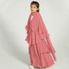 Abaya for Girls Kids Muslim Dress Flowy Chiffon Three Layered Cardigan Modest Kaftan Dress with Hijab Dubai Arabian Robe Islamic Long Maxi Dress Casual Kimono Dusty pink 9-10 Years view 3