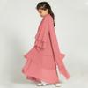 Abaya for Girls Kids Muslim Dress Flowy Chiffon Three Layered Cardigan Modest Kaftan Dress with Hijab Dubai Arabian Robe Islamic Long Maxi Dress Casual Kimono Dusty pink 9-10 Years view 4