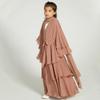 Abaya for Girls Kids Muslim Dress Flowy Chiffon Three Layered Cardigan Modest Kaftan Dress with Hijab Dubai Arabian Robe Islamic Long Maxi Dress Casual Kimono Khaki 11-12 Years view 2