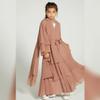 Abaya for Girls Kids Muslim Dress Flowy Chiffon Three Layered Cardigan Modest Kaftan Dress with Hijab Dubai Arabian Robe Islamic Long Maxi Dress Casual Kimono Khaki 11-12 Years view 3