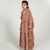 Abaya for Girls Kids Muslim Dress Flowy Chiffon Three Layered Cardigan Modest Kaftan Dress with Hijab Dubai Arabian Robe Islamic Long Maxi Dress Casual Kimono Khaki 11-12 Years view 4