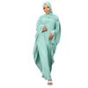 Abayas for Women Abaya Full Length Dubai Turkey Kaftan Jilbab Burkas Muslim Hijab Dress Batwing Sleeve Arabian Robe Ramadan Prayer Dresses Modest Islamic Casual Clothes Mint Green + Hijab One Size view 2