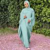 Abayas for Women Abaya Full Length Dubai Turkey Kaftan Jilbab Burkas Muslim Hijab Dress Batwing Sleeve Arabian Robe Ramadan Prayer Dresses Modest Islamic Casual Clothes Mint Green + Hijab One Size view 3