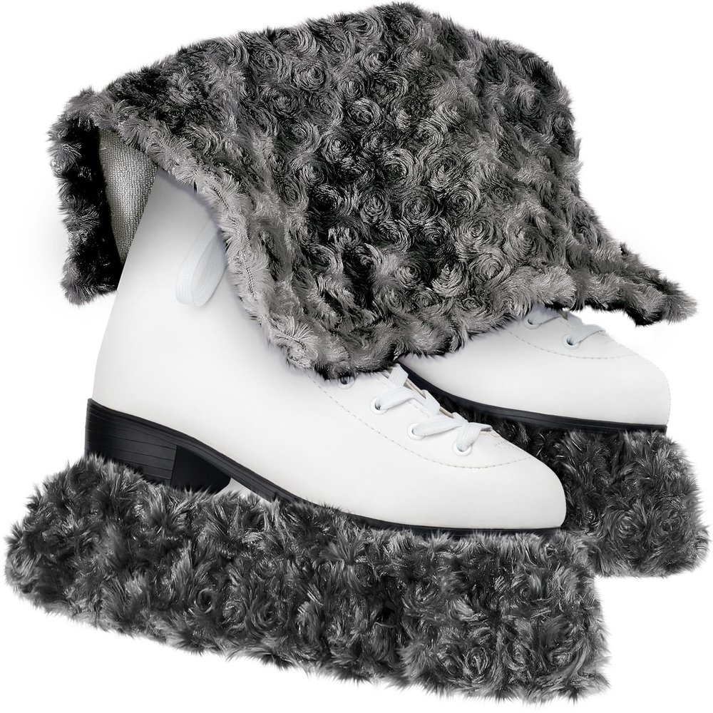 RoundFunny Ice Skate Blade Covers,Winter Skate Guards Figure Hockey Blade Cover for Girls Boys Winter Gift(Small,Gray)
