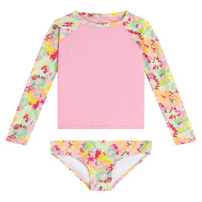 Kanu Surf Girls, Long Sleeve Rashguard UPF 50 Two Piece Swim Set, River Green, 3T