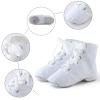 Canvas Jazz Boots for Girls Lace-up Dancing Sneakers for Boys Split-Sole Dance Shoes Ballet (White, 5.5 Big Kids) view 4