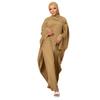 Abayas for Women Abaya Full Length Dubai Turkey Kaftan Jilbab Burkas Muslim Hijab Dress Batwing Sleeve Arabian Robe Ramadan Prayer Dresses Modest Islamic Casual Clothes Khaki + Hijab One Size view 1