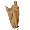 Abayas for Women Abaya Full Length Dubai Turkey Kaftan Jilbab Burkas Muslim Hijab Dress Batwing Sleeve Arabian Robe Ramadan Prayer Dresses Modest Islamic Casual Clothes Khaki + Hijab One Size view 2