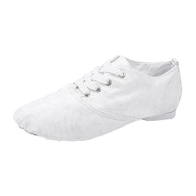 Jazz Shoes for Girls Boys Canvas Unisex Slip-On Dance Shoes (Toddler/Little Kid/Big Kid) Soft (White, 12 Little Child)