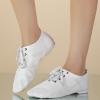 Jazz Shoes for Girls Boys Canvas Unisex Slip-On Dance Shoes (Toddler/Little Kid/Big Kid) Soft (White, 12 Little Child) view 2
