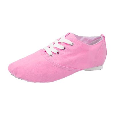 Jazz Shoes for Girls Boys Canvas Unisex Slip-On Dance Shoes (Toddler/Little Kid/Big Kid) Soft Soled (Pink, 1 Big Kids)