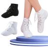 Canvas Jazz Boots for Girls Lace-up Dancing Sneakers for Boys Split-Sole Dance Shoes Ballet (White, 4.5 Big Kids) view 2