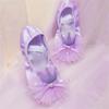 Ballet Shoes for Girls, Toddler Kids Satin Dance Practice Slippers Split Soft Leather Flat (Purple, 13 Little Child) view 2