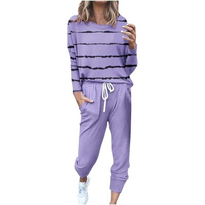 Jogging Suits for Women Long Sleeve Crewneck Pullover with Track Pant 2 Piece Lounge Set Sweatsuit Travel Outfits