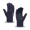DaMga Love warm men and women knitted touch screen gloves winter outdoor riding cold and warm velvet jacquard gloves, One-size-fits-all, G1705 Dark Blue Anti-slip view 1