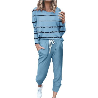 Jogging Suits for Women Long Sleeve Crewneck Pullover with Track Pant 2 Piece Lounge Set Sweatsuit Travel Outfits
