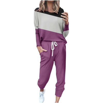 Jogging Suits for Women Long Sleeve Crewneck Pullover with Track Pant 2 Piece Lounge Set Sweatsuit Travel Outfits