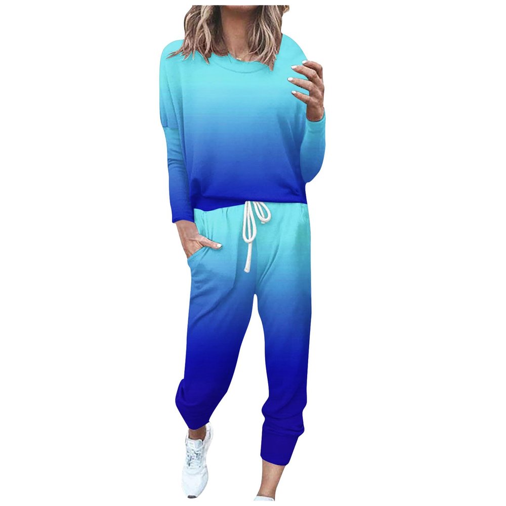 Jogging Suits for Women Long Sleeve Crewneck Pullover with Track Pant 2 Piece Lounge Set Sweatsuit Travel Outfits