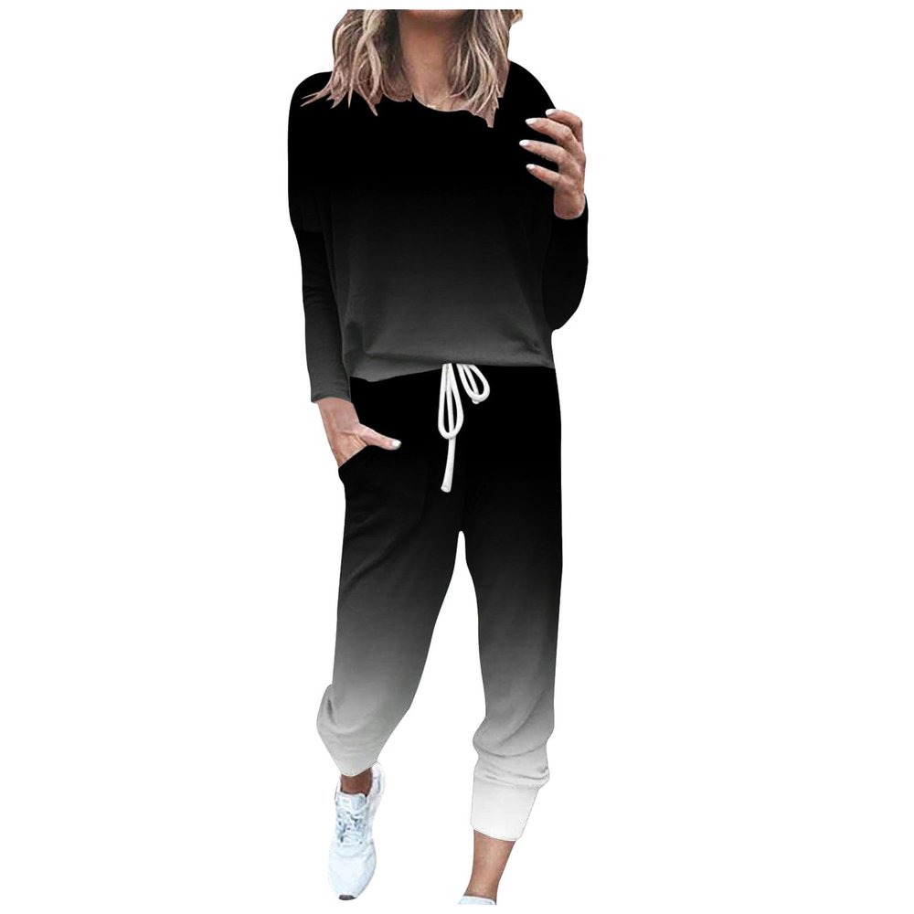 Jogging Suits for Women Long Sleeve Crewneck Pullover with Track Pant 2 Piece Lounge Set Sweatsuit Travel Outfits