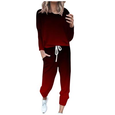 Jogging Suits for Women Long Sleeve Crewneck Pullover with Track Pant 2 Piece Lounge Set Sweatsuit Travel Outfits