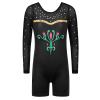 BAOHULU Leotard for Girls Gymnastics Toddler Tank Biketards Shorts Shiny Mesh Kids Dancewear B217_BlackFlower_140 view 1