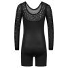 BAOHULU Leotard for Girls Gymnastics Toddler Tank Biketards Shorts Shiny Mesh Kids Dancewear B217_BlackFlower_140 view 2