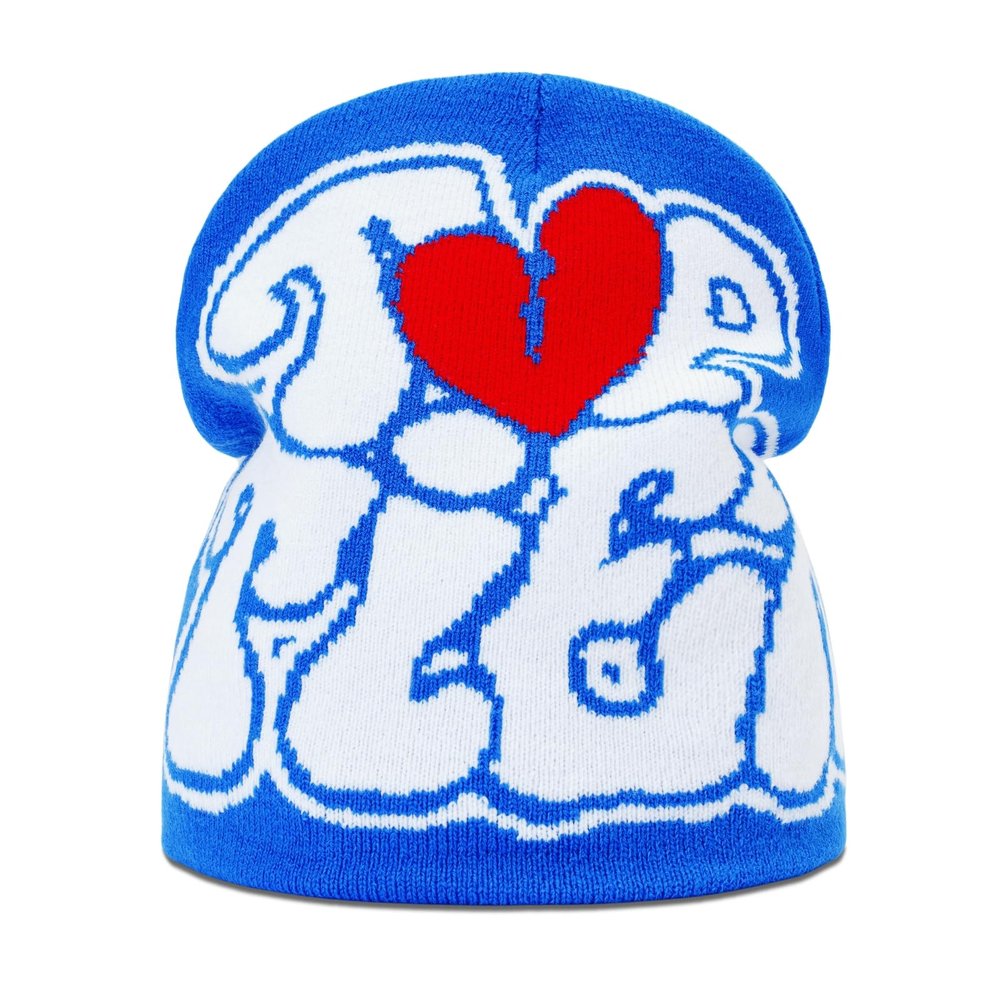 2THESTARS Y2K Beanie for Men Women Knitted Hat Winter Cap Love Design Warm Casual Skullies Cold Weather Knit Outdoor - Blue