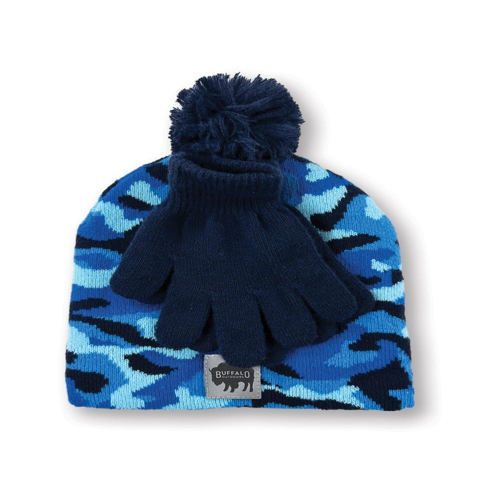 Buffalo Outdoors Workwear Boys Accessory Set (Blue Camo, One Size)