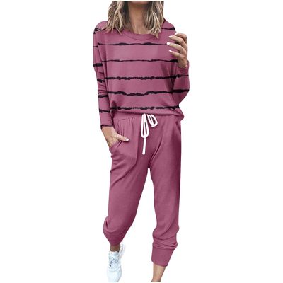 Jogging Suits for Women Long Sleeve Crewneck Pullover with Track Pant 2 Piece Lounge Set Sweatsuit Travel Outfits