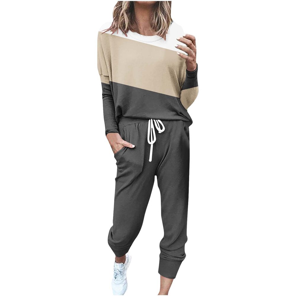 SHOPESSA Jogging Suits for Women Long Sleeve Crewneck Pullover with Track Pant 2 Piece Lounge Set Sweatsuit Travel Outfits