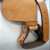 Equitem 12" Western Pony Youth Leather Saddle with Hand Painted Flower and Matching Color Suede Seat (Brown) view 4