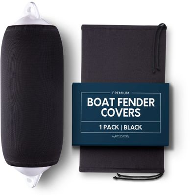 Byllstore Boat Fender Covers | Several Size Options Available | Black & Navy Blue | 1, 2 & 4-Pack | Polyester (1-Pack, Black, 10 x 26)
