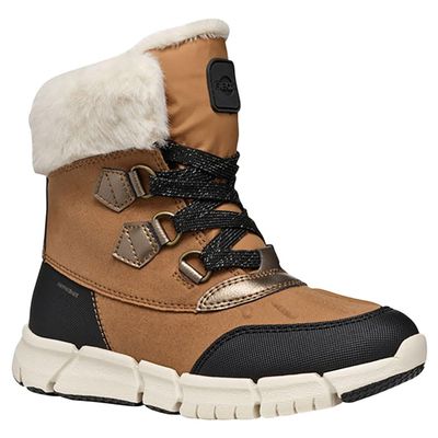 Geox J FLEXYPER Girl B AB Snow Boot, Whisky/Black, 0 UK, Whisky Black, 0 UK