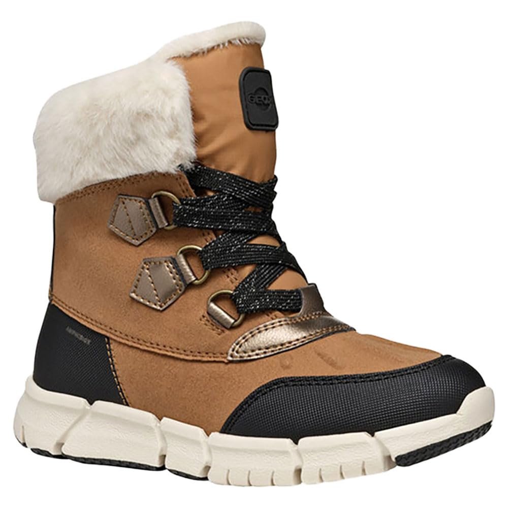 Geox J FLEXYPER Girl B AB Snow Boot, Whisky/Black, 0 UK, Whisky Black, 0 UK