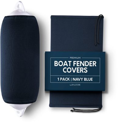Byllstore Boat Fender Covers | Several Size Options Available | Black & Navy Blue | 1, 2 & 4-Pack | Polyester (1-Pack, Navy Blue, 10 x 26)