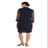 R&M Richards Women's Elegant 2-Piece Shift Dress with Pleated Shimmer Duster Jacket for Mother of the Bride, Cocktail Attire Navy view 2